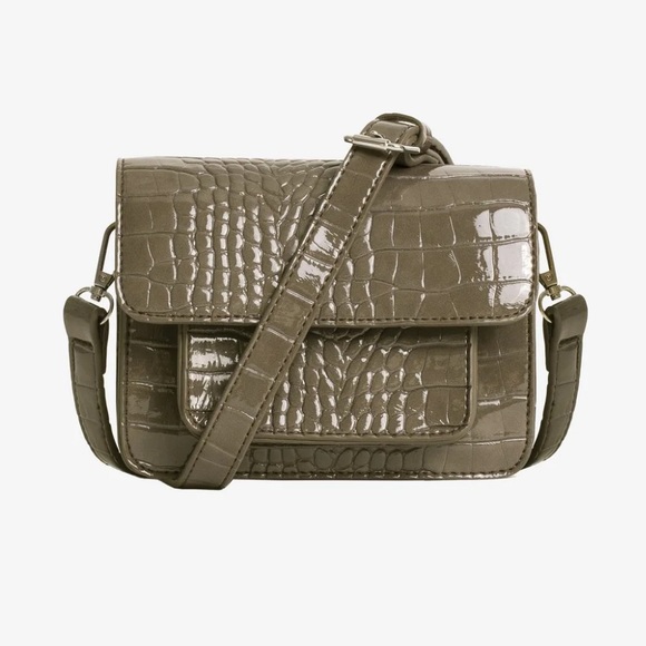 HVISK Cayman Mini Crossbody Bag Grey Embossed Bag With Extra Link Strap - Picture 10 of 10